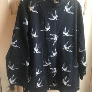 Ulla Popken Seagull Print Organic Cotton Sweatshirt with Pockets 3X